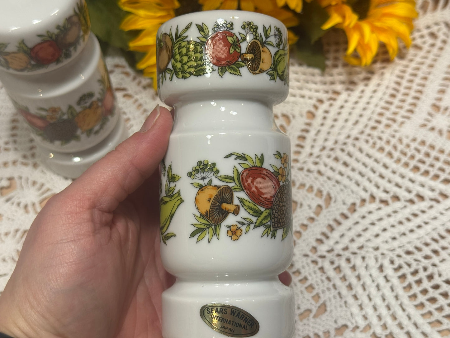 Sears Woodcrest by Styson 'Spice of Life' Ceramic Salt Shaker & Pepper Grinder