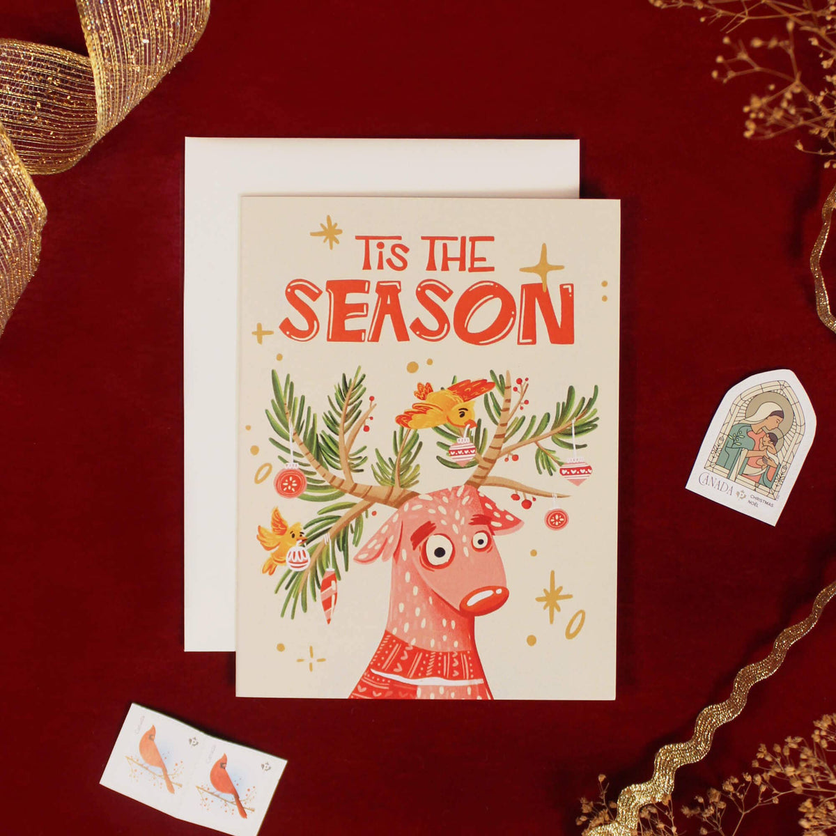 Festive Reindeer Holiday Boxed Set - 6 Greeting Card Set