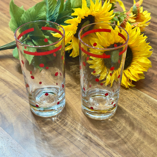 Vintage Federal Glass Red Polka Dot Drinking Glasses