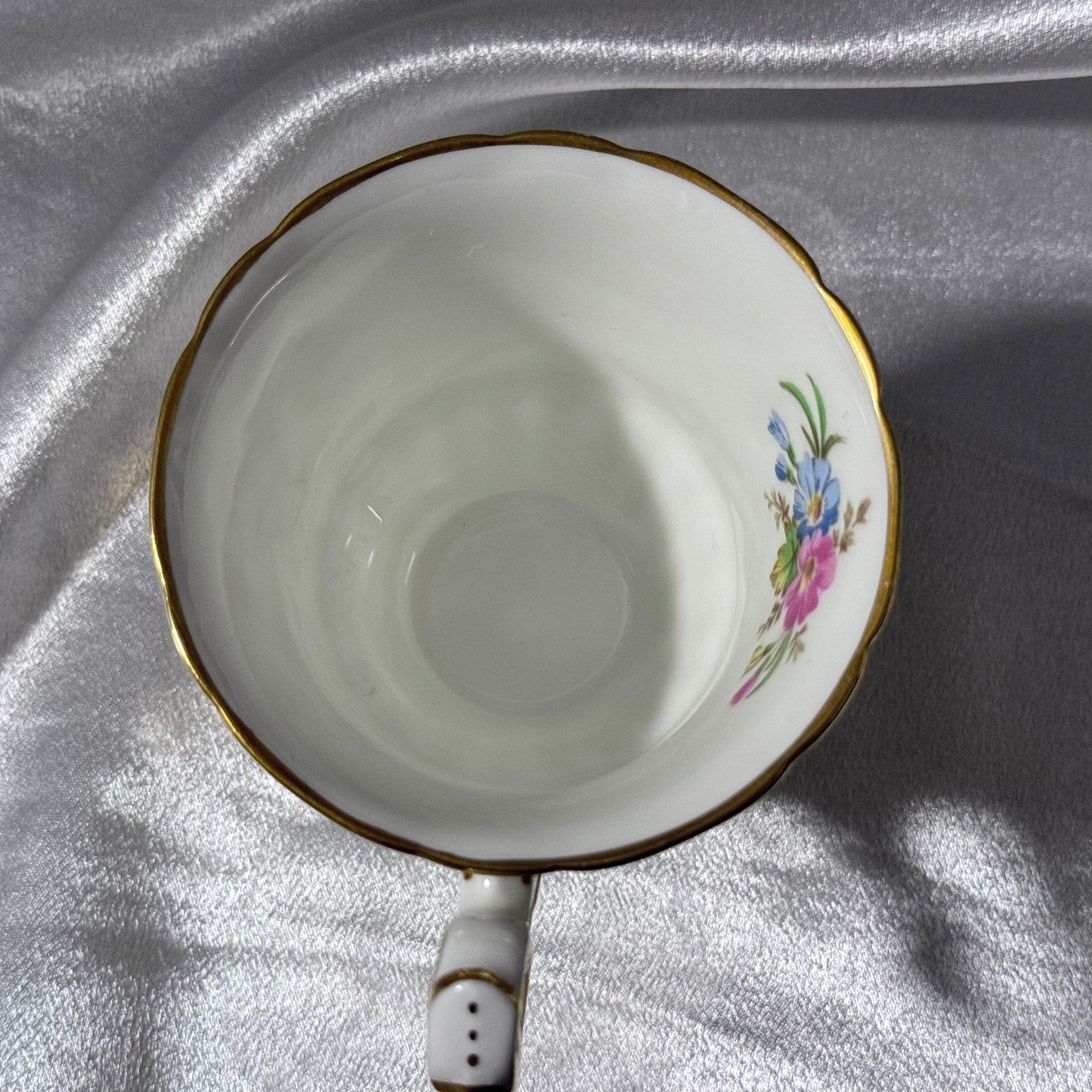 EB Foley Green/Floral & Gold Gild Cup and Saucer