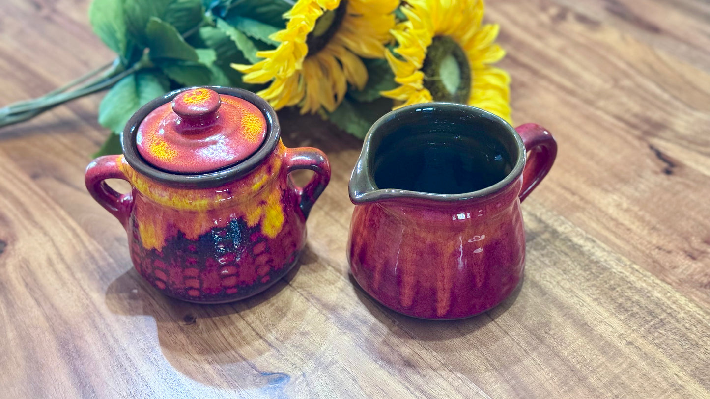 Jacques Garnier Estriceram Pottery Creamer & Sugar Bowl Set