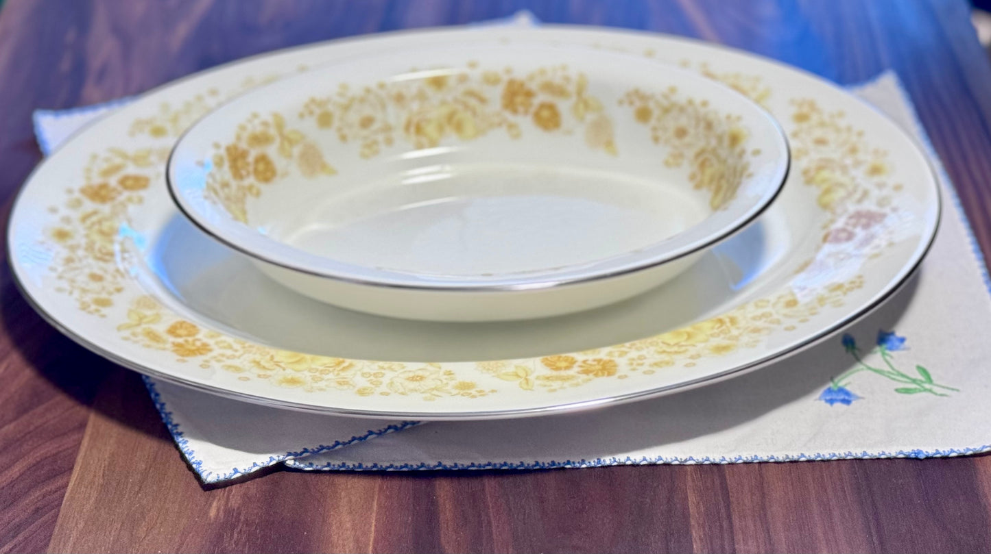 Wedgwood 'Mimosa' Platter and Oval Serving Dish