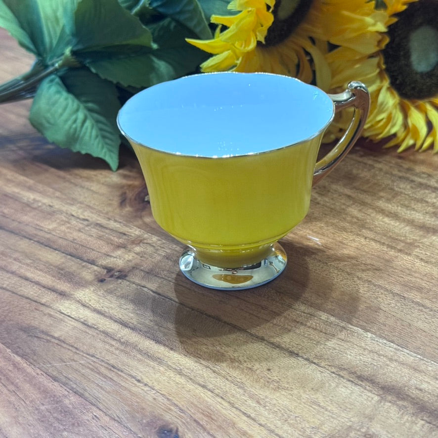 Gladstone England Yellow/Gold Teacup & Saucer Set