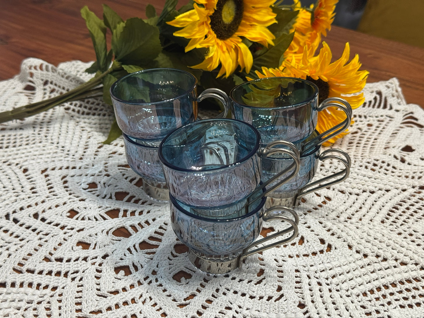 Italian Blue Glass Expresso Cups