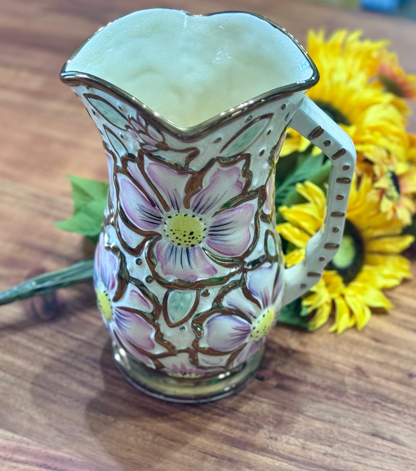 Kensington Ware England Sunflower Jug Vase