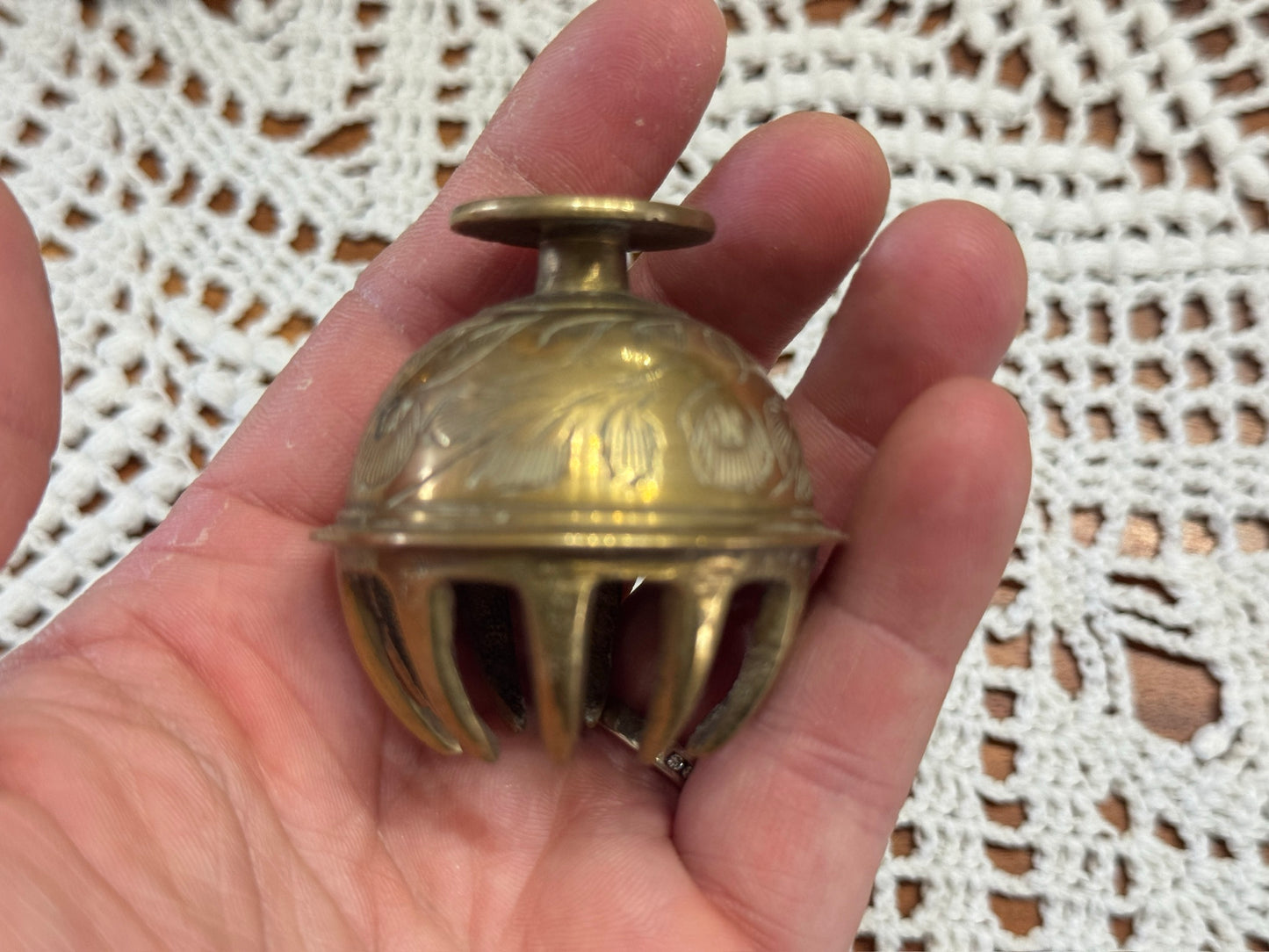 Vintage Etched Brass Elephant Claw Bells