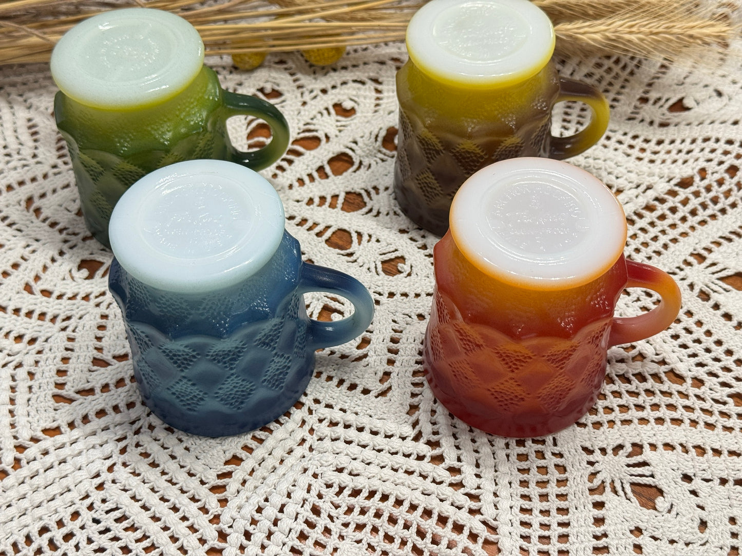 Vintage Anchor Hocking Fire-King 'Kimberly' Rainbow Mug Set