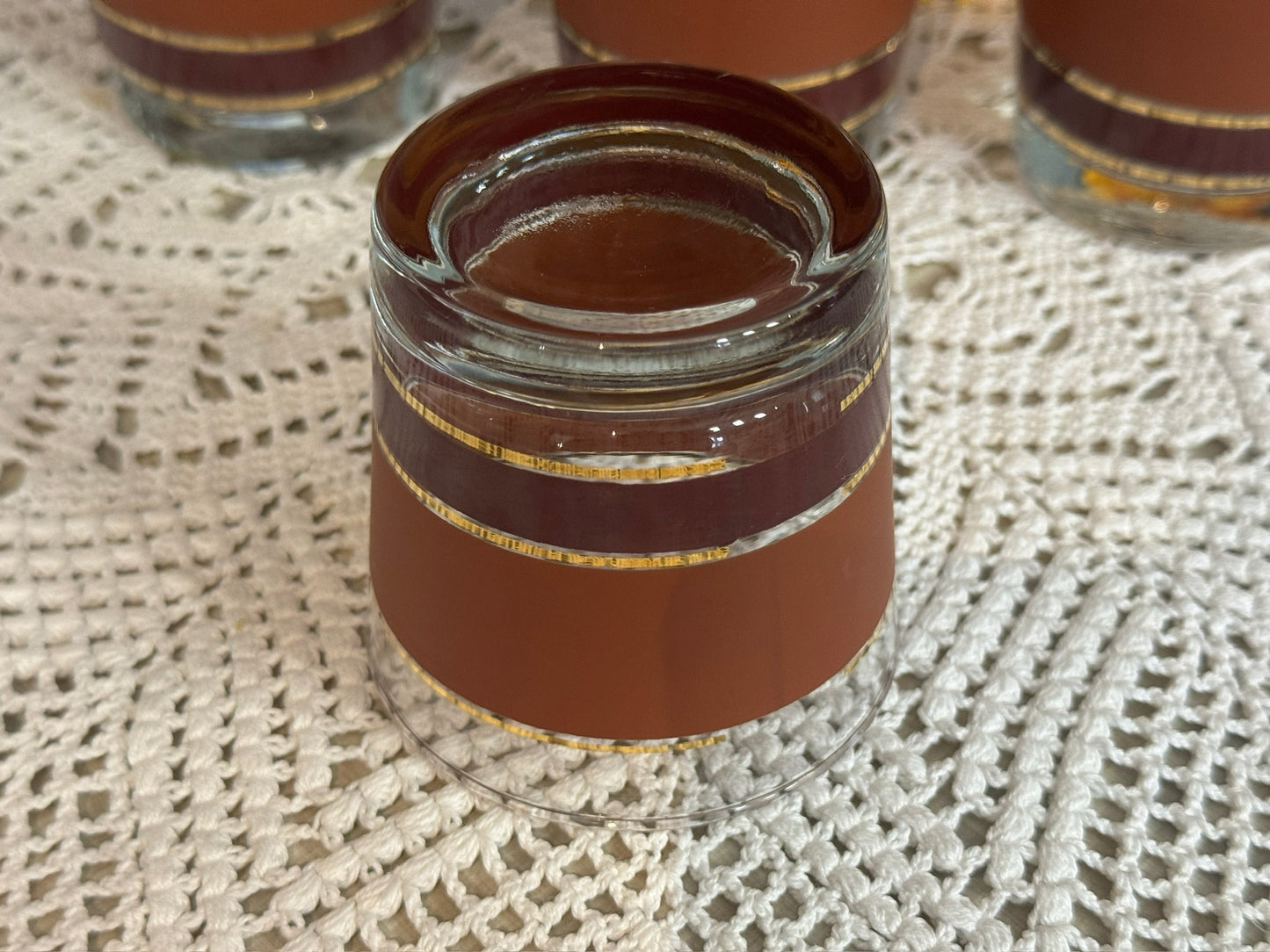 Lowball Burnt Orange/Brown Cocktail Glasses