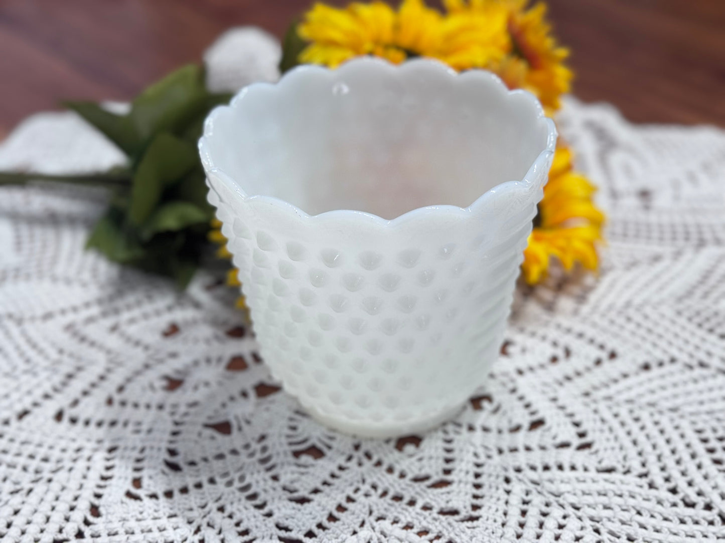 Fire-King Milk Glass Hobnail Planter/Vase