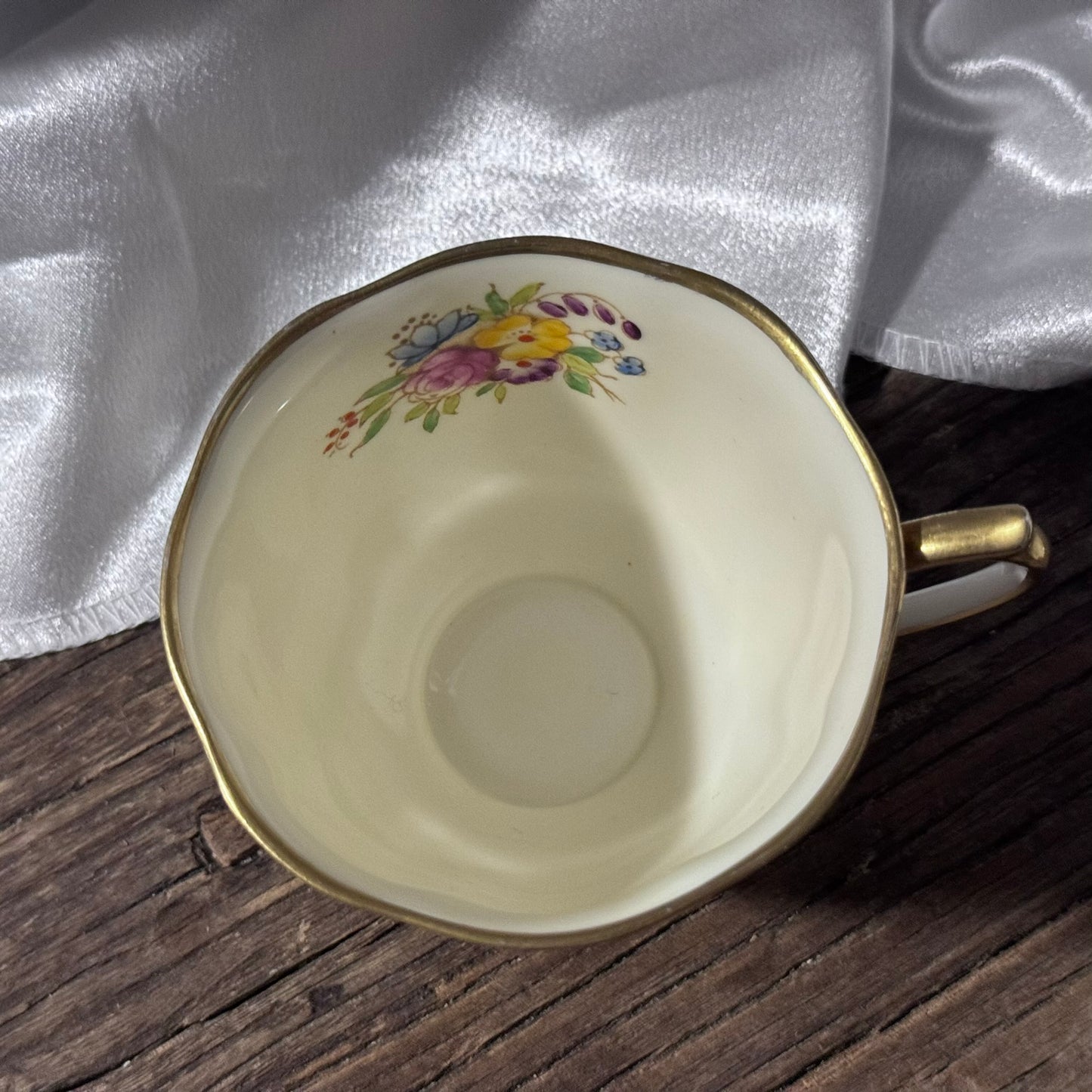 Royal Albert Cream and Gold Floral Teacup and Saucer