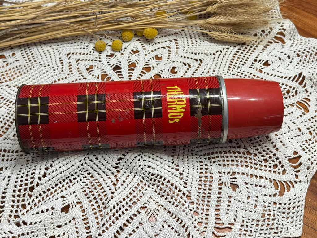 Vintage Plaid Thermos Brand Vacuum Bottle NO.302