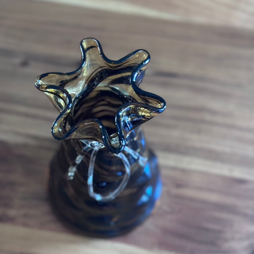 Amber Art Swirl Glass Vase