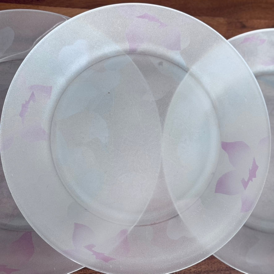 Arcoroc France Frosted Glass Dinner Plates