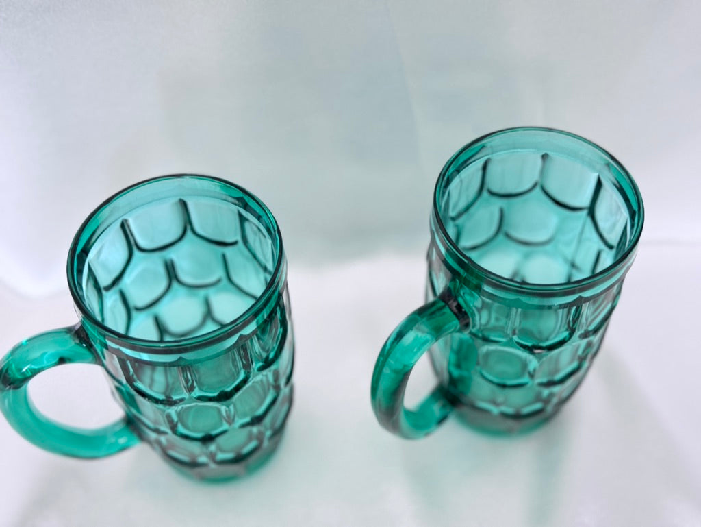 Arcoroc Emerald Green Glass Mugs