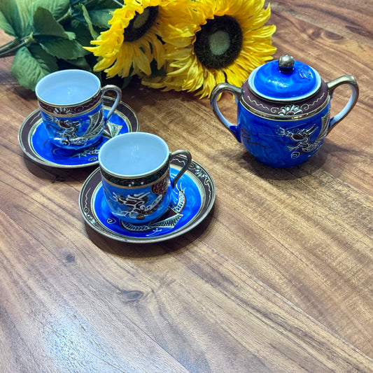 Vintage Japanese Moriage Dragonware Sugar Bowl & Cups & Saucers