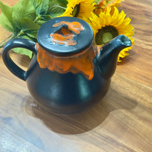 Canadian Pottery Orange Drip Glaze Teapot