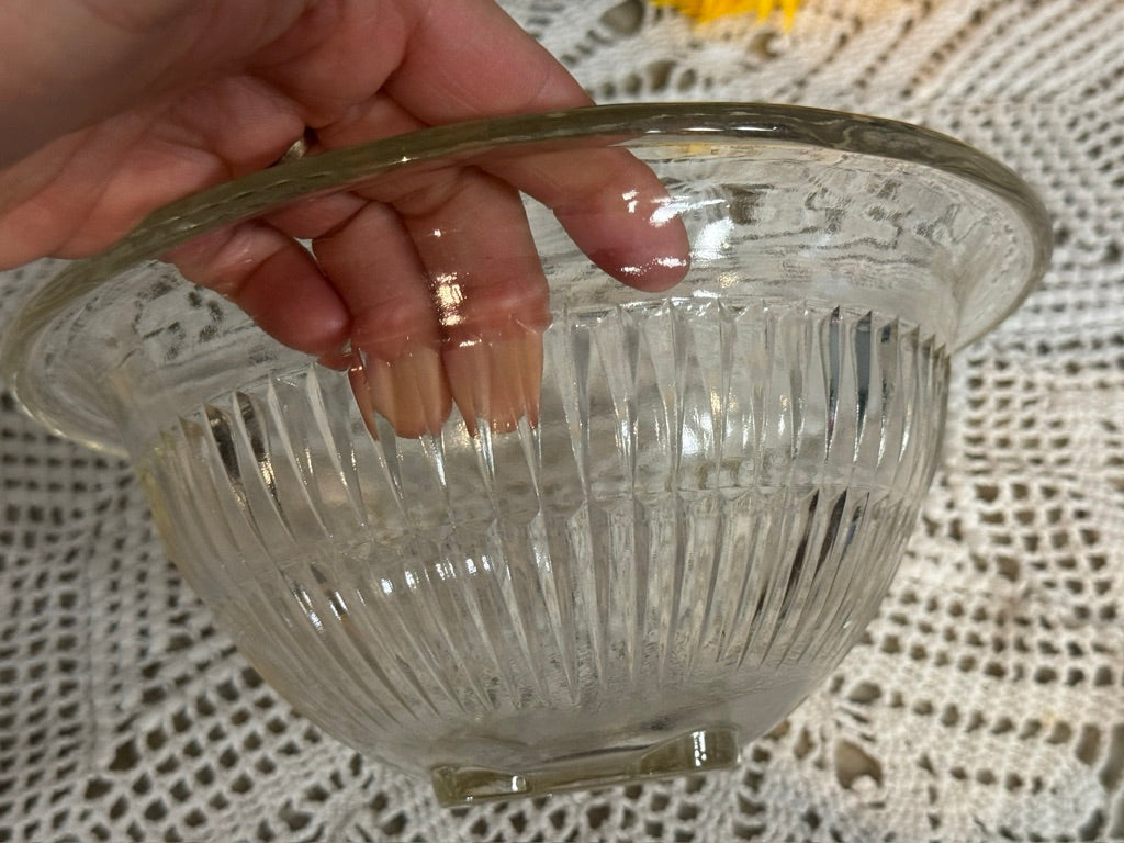 Hazel Atlas Clear Ribbed Glass "Aurora" Stacking Mixing Bowls