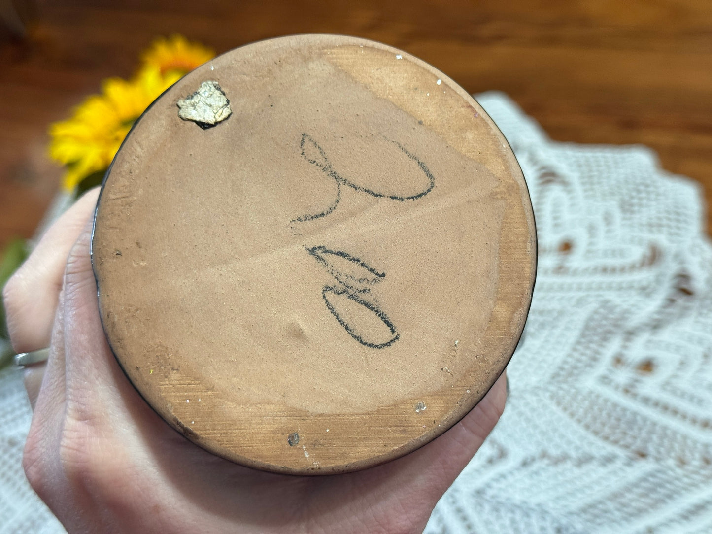 Vintage Orange/Black Drip Glaze Long Neck Vase