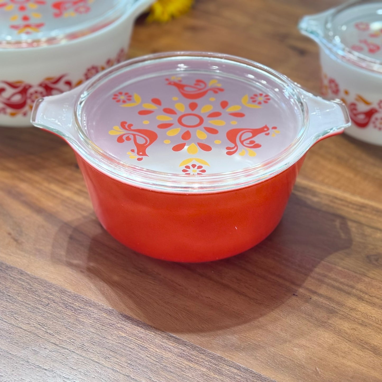 PYREX 'Friendship' 3 Piece Round Casserole With Lids