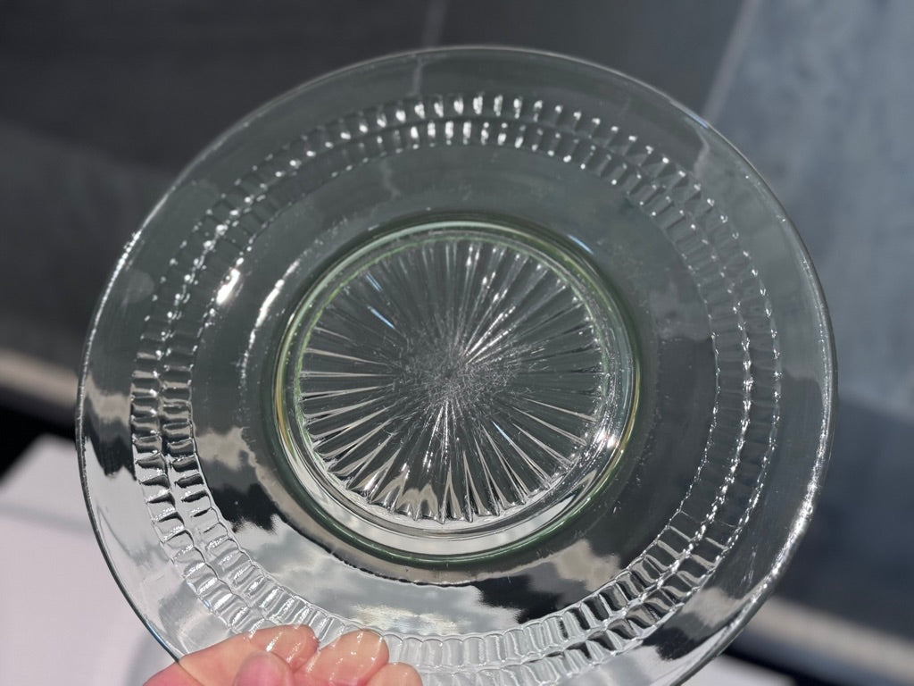 Anchor Hocking Roulette Green Uranium Depression Glass Luncheon Plates
