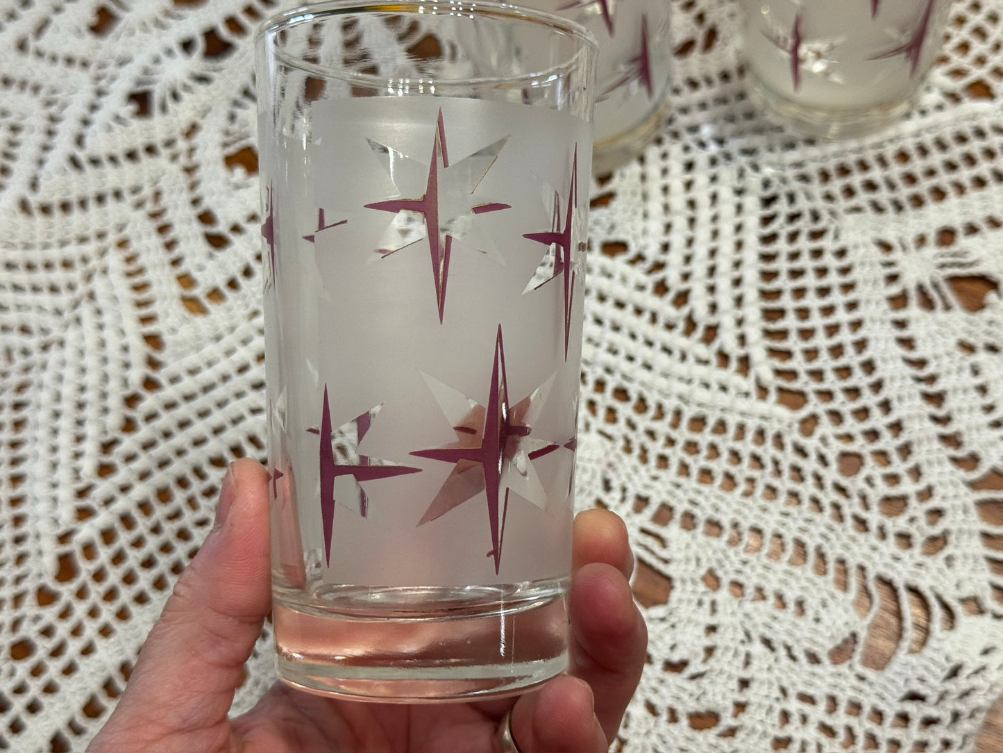 Dominion Glass Purple/Pink & Silver Starburst Drinking Glasses