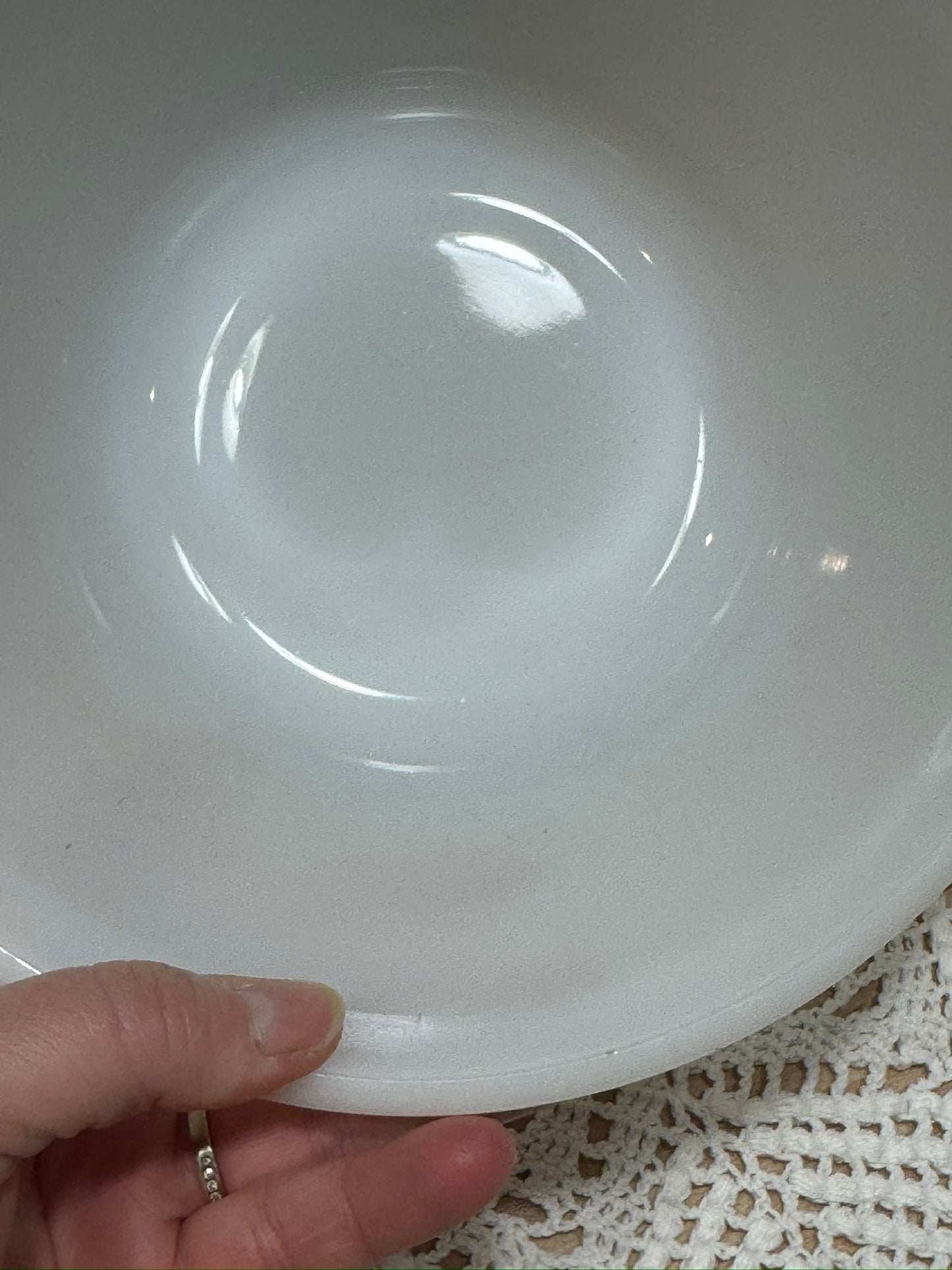 Glasbake Milk Glass Floral Design Mixing Bowl
