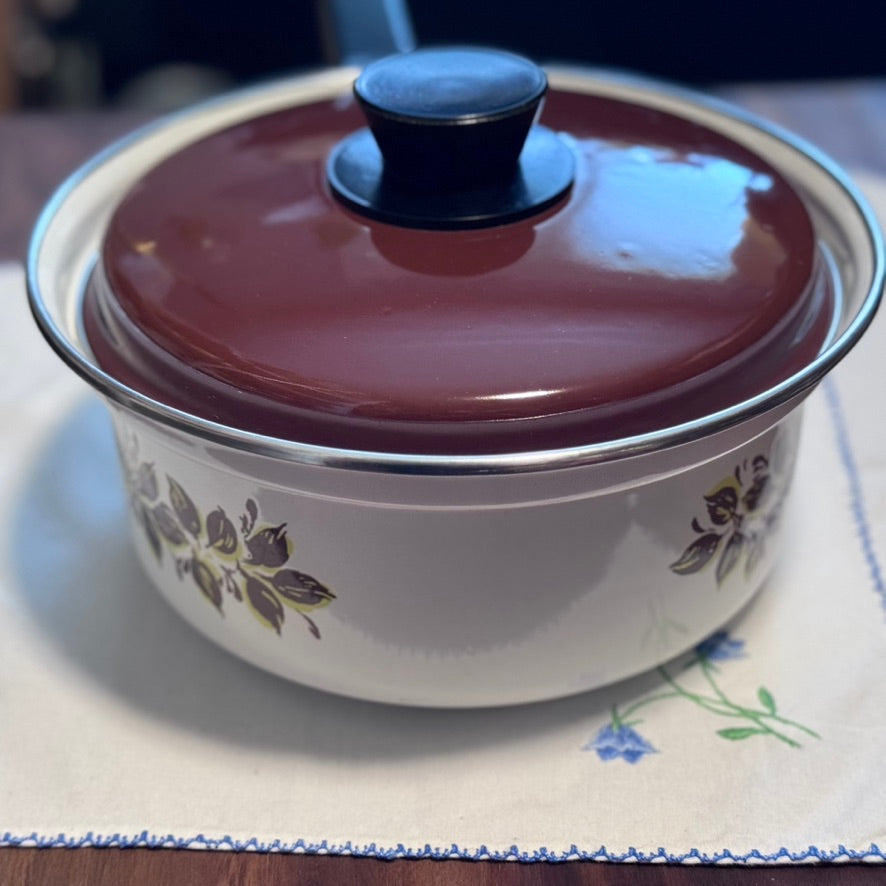 Enamel Floral Saucepan Made In Poland