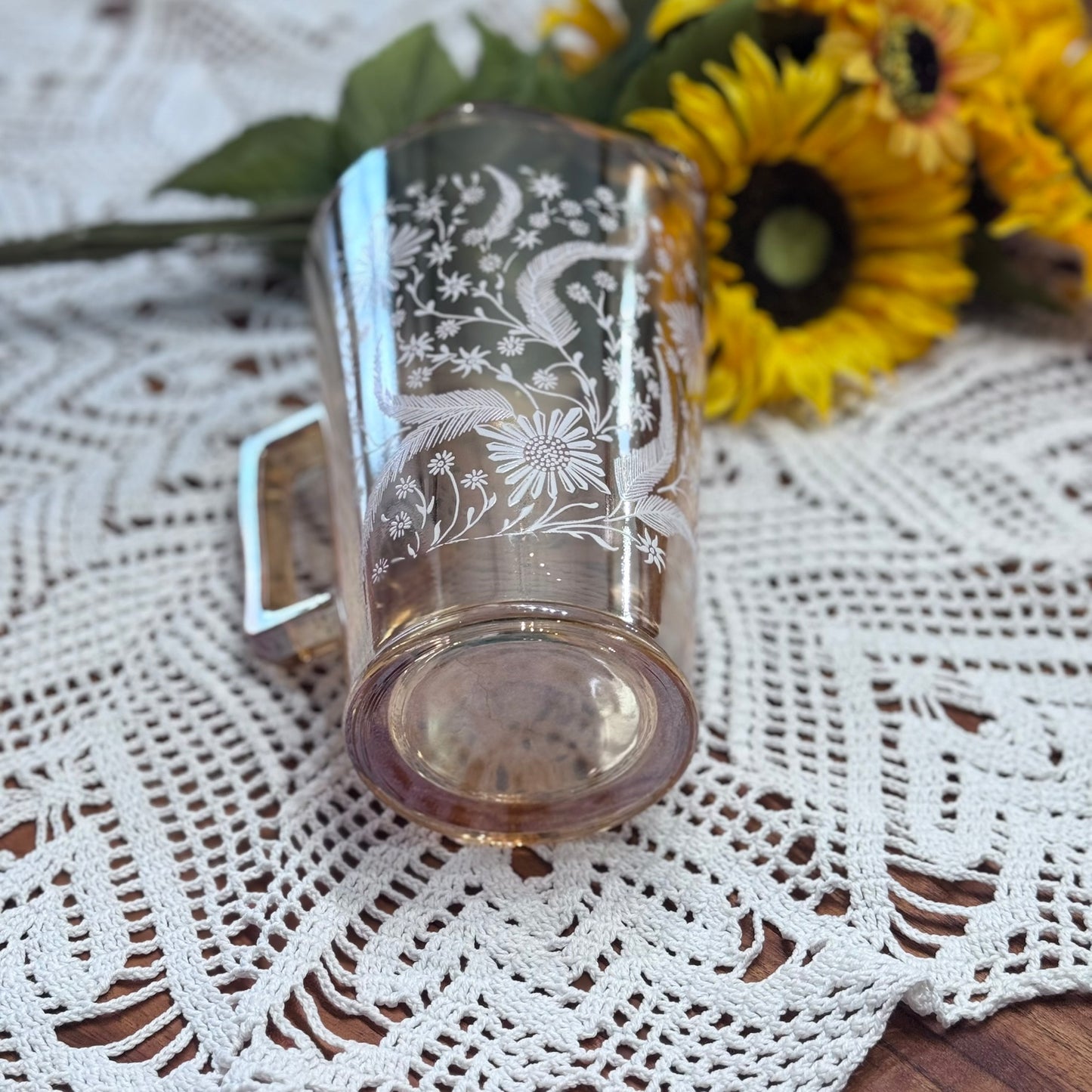 Jeannette Glass Marigold Peach Lustre Pitcher/Jug