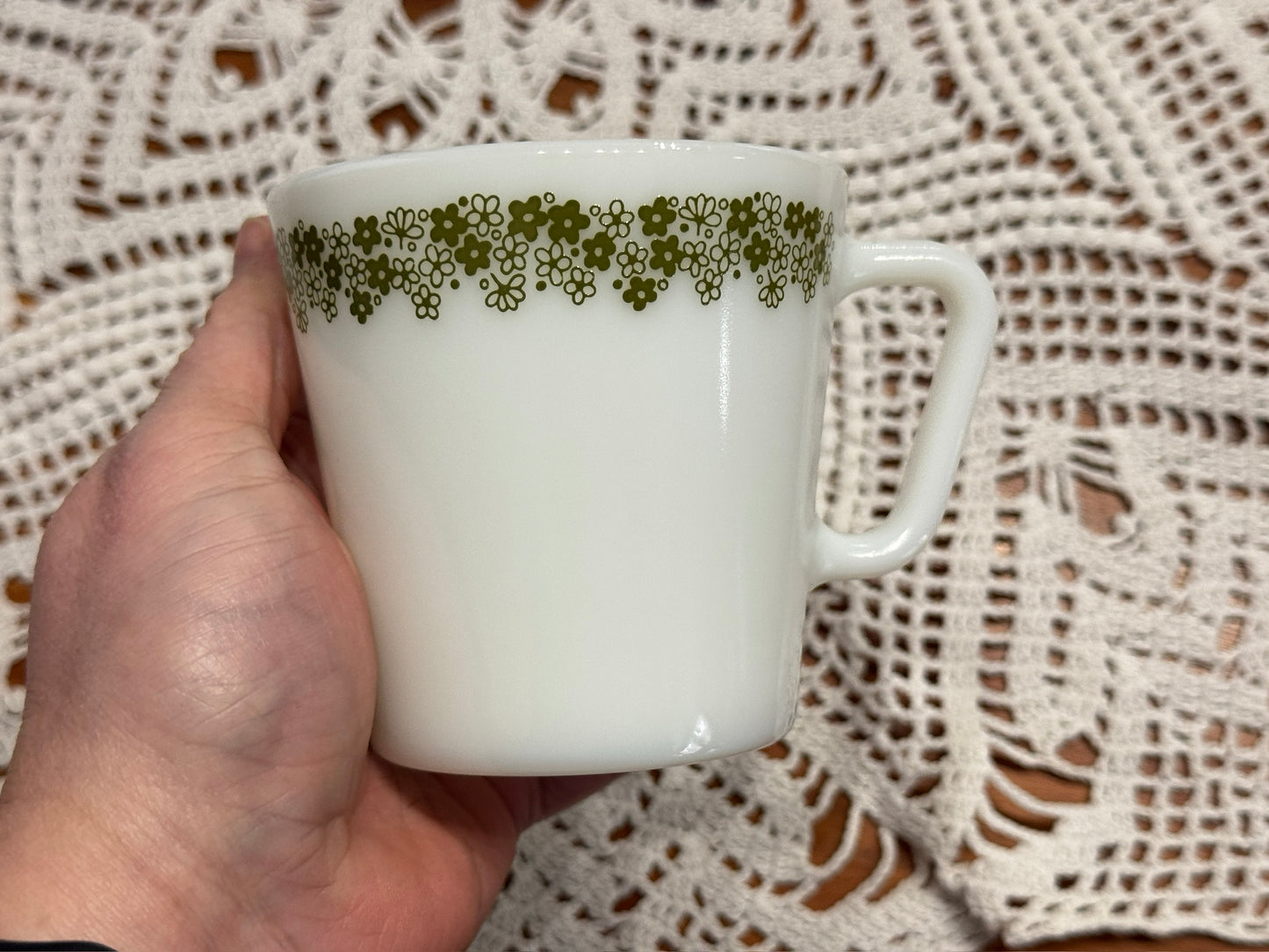 PYREX Spring Blossom Crazy Daisy Milk Glass Mugs