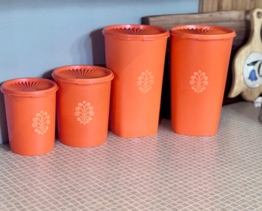Harvest Orange Servalier Tupperware Canister Set