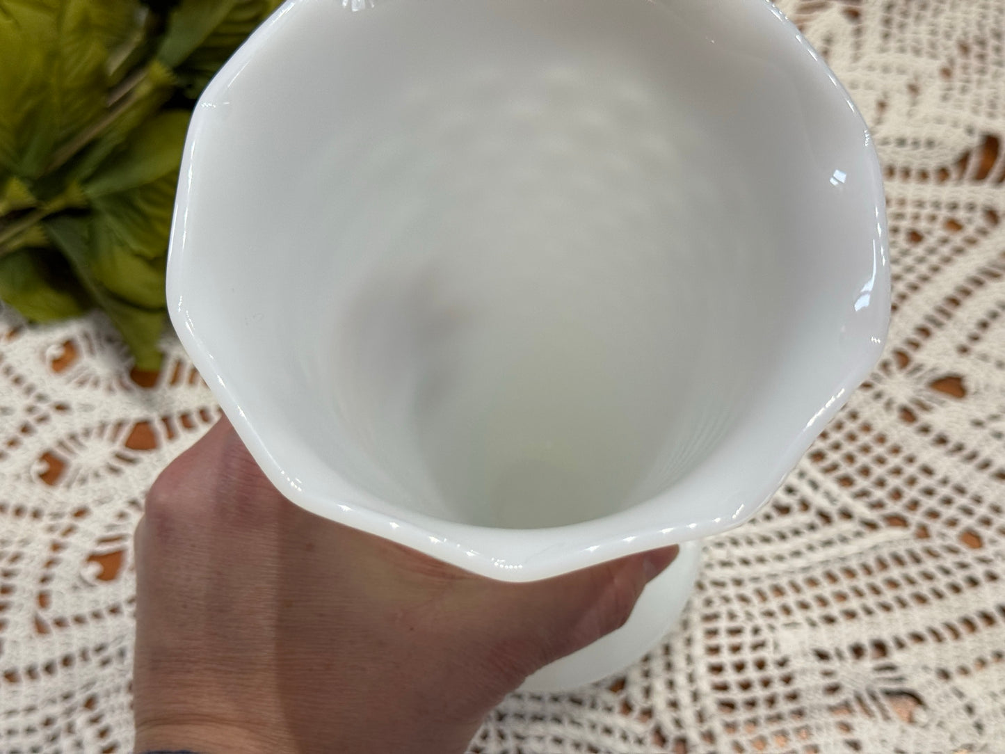 Anchor Hocking Milk Glass Hobnail Vase