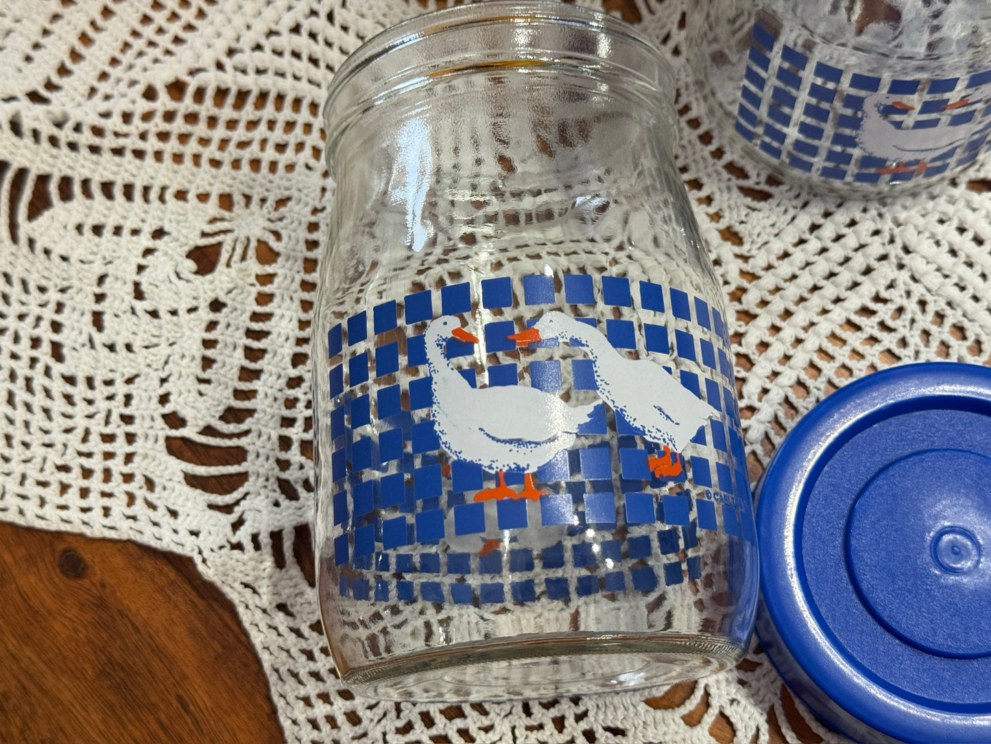 Vintage Set of 2 Carlton Glass Geese Canisters