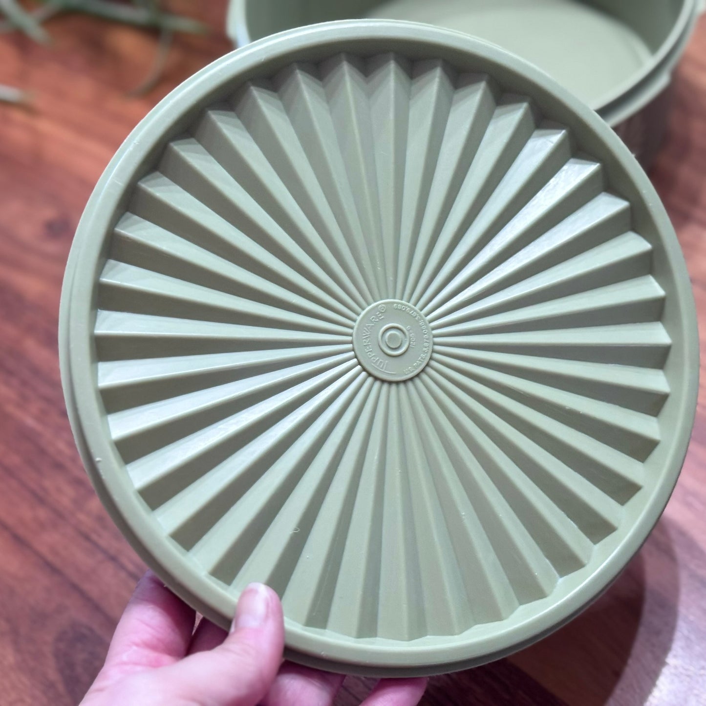 Green Tupperware Servalier Stacking Canister