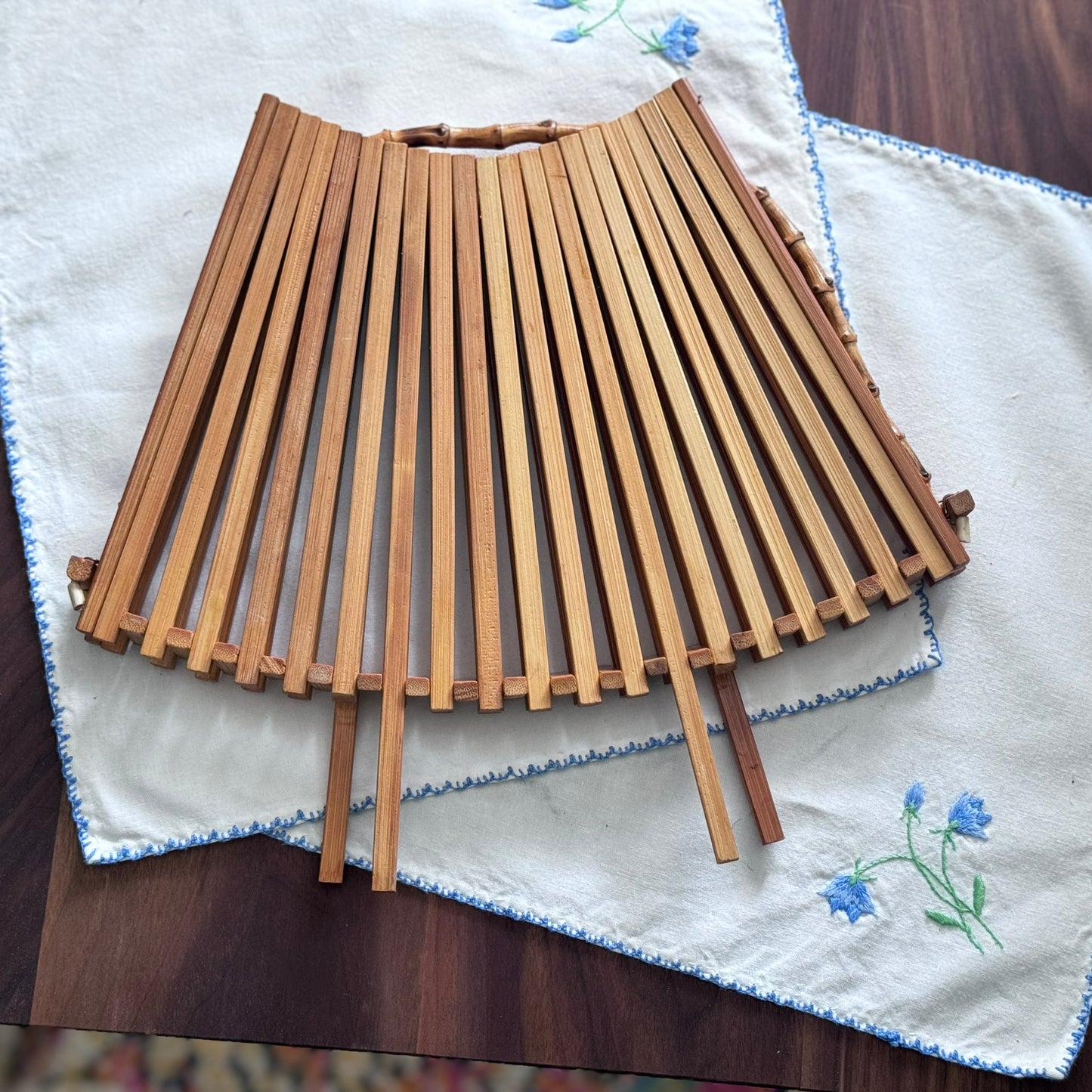 Folding Wood, Bamboo Fruit Basket