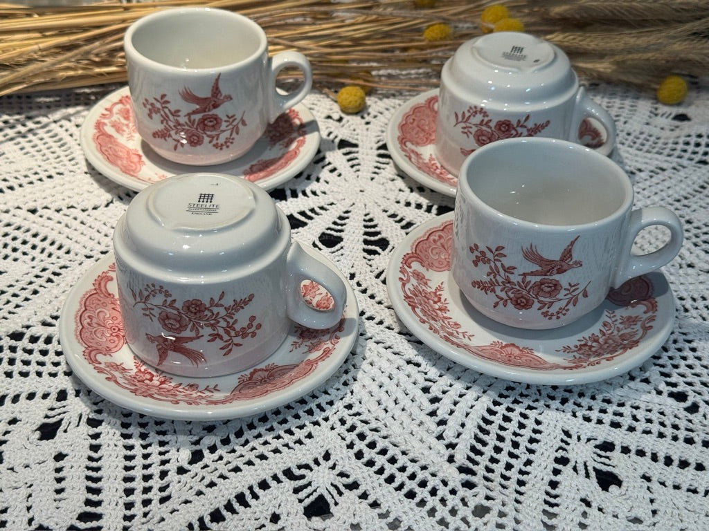Vintage Royal Doulton Pink Transferware Cup & Saucer Set