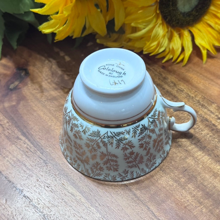 Colclough Gold Leaves on Mint Green Teacup & Saucer Set