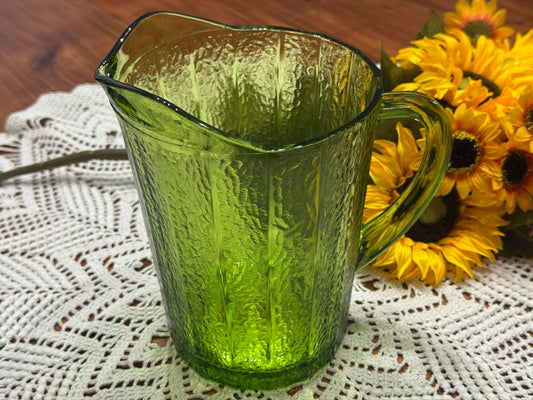 Anchor Hocking Avocado Green Textured Pitcher