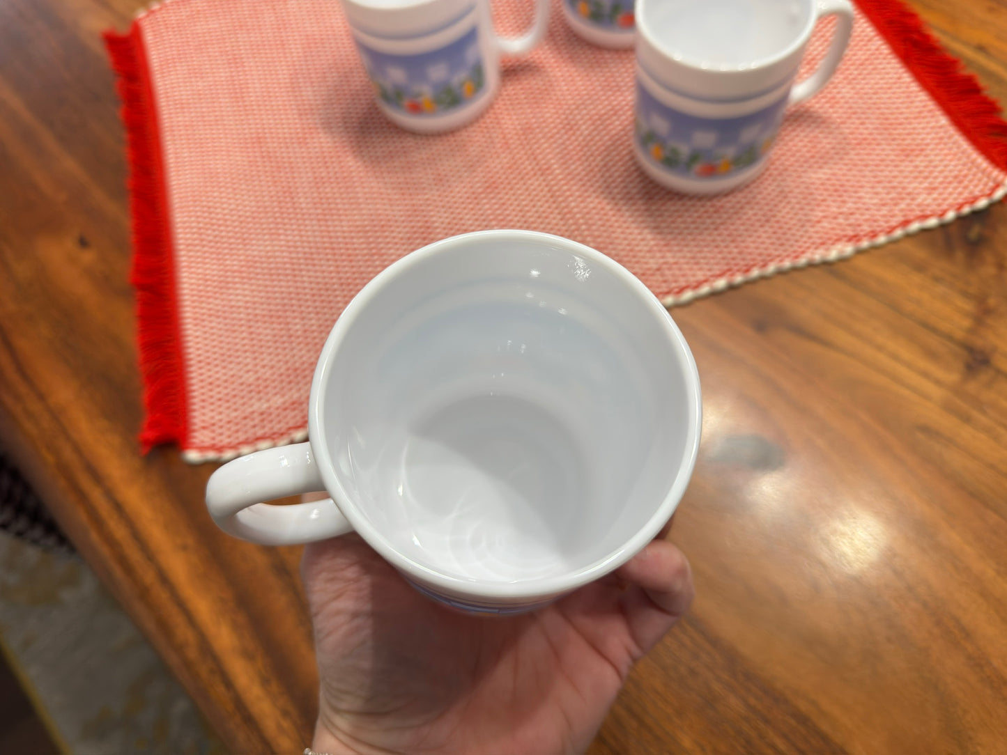 Arcopal France "Marc Pulluy" Checkered Fruits Pattern Mugs