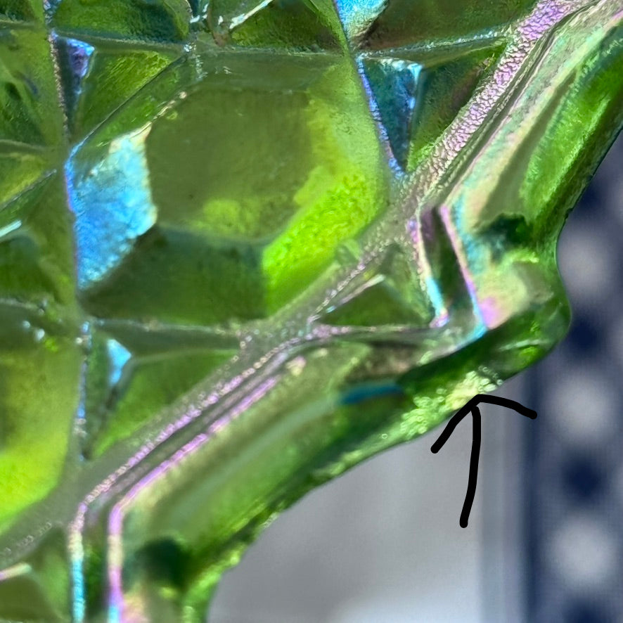 Green Indiana/Carnival Glass Ruffled Plate