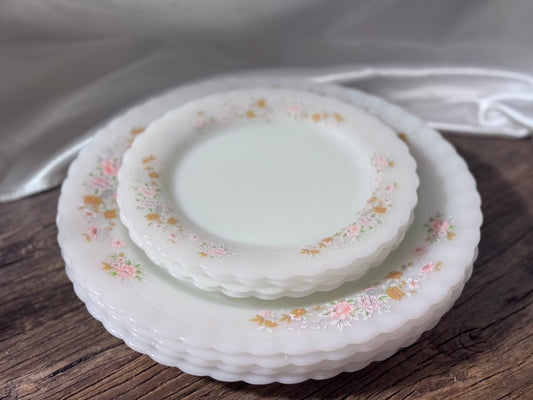 Indopal Milk Glass Dinner and Dessert Plates