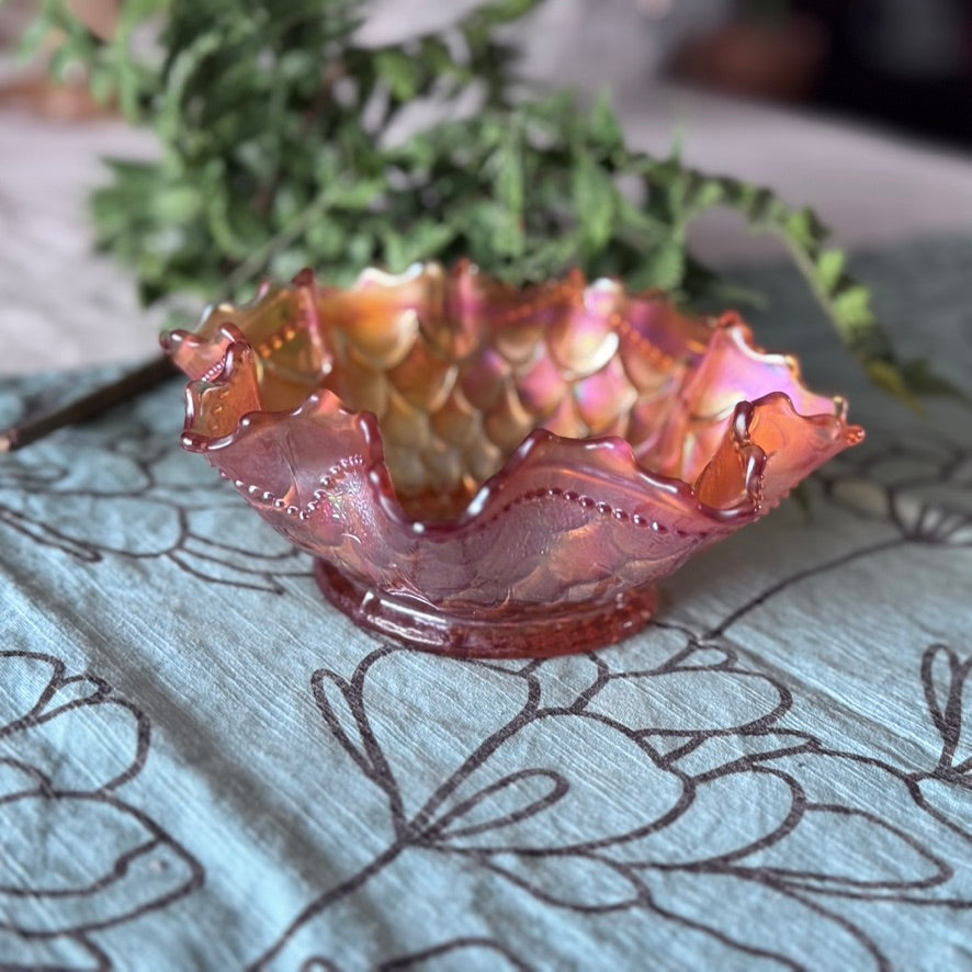 Dugan Iridescent Carnival Glass Marigold Bowl