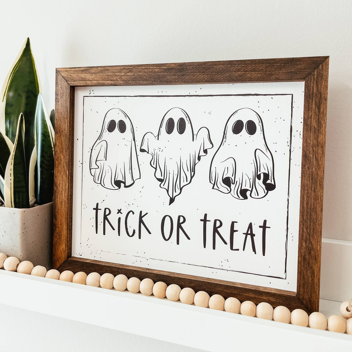Trick Or Treat Framed Wooden Sign