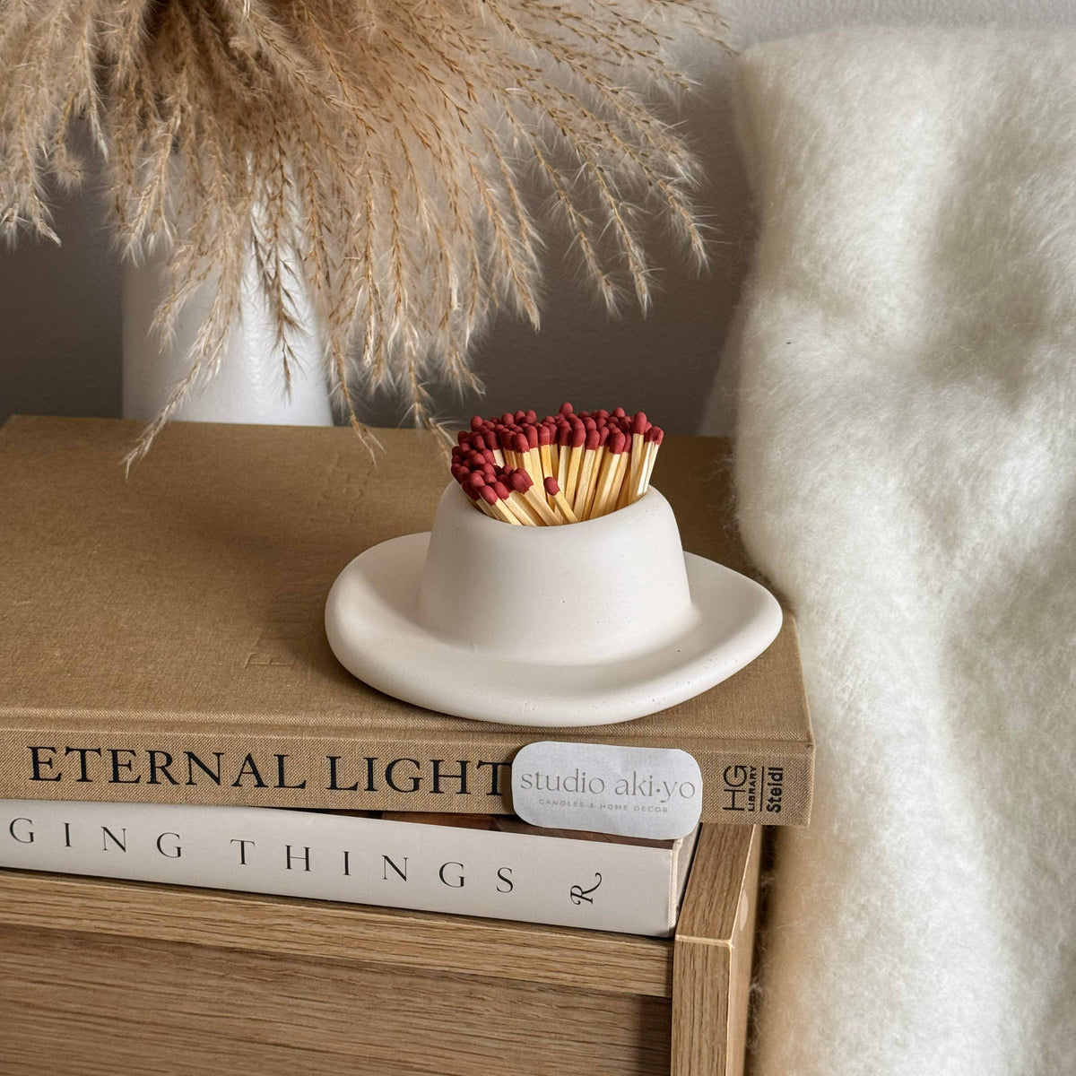 Cowboy Hat Match Holder & Striker | Modern Cowgirl Decor: Cream White
