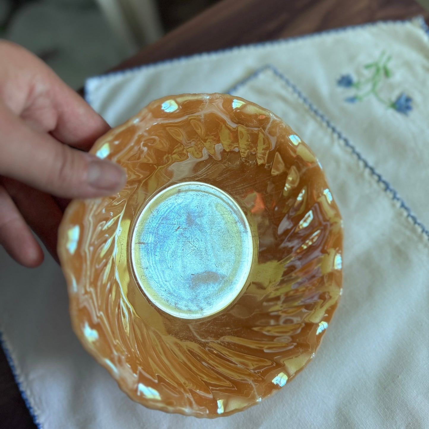 Anchor Hocking Peach Luster Bowl
