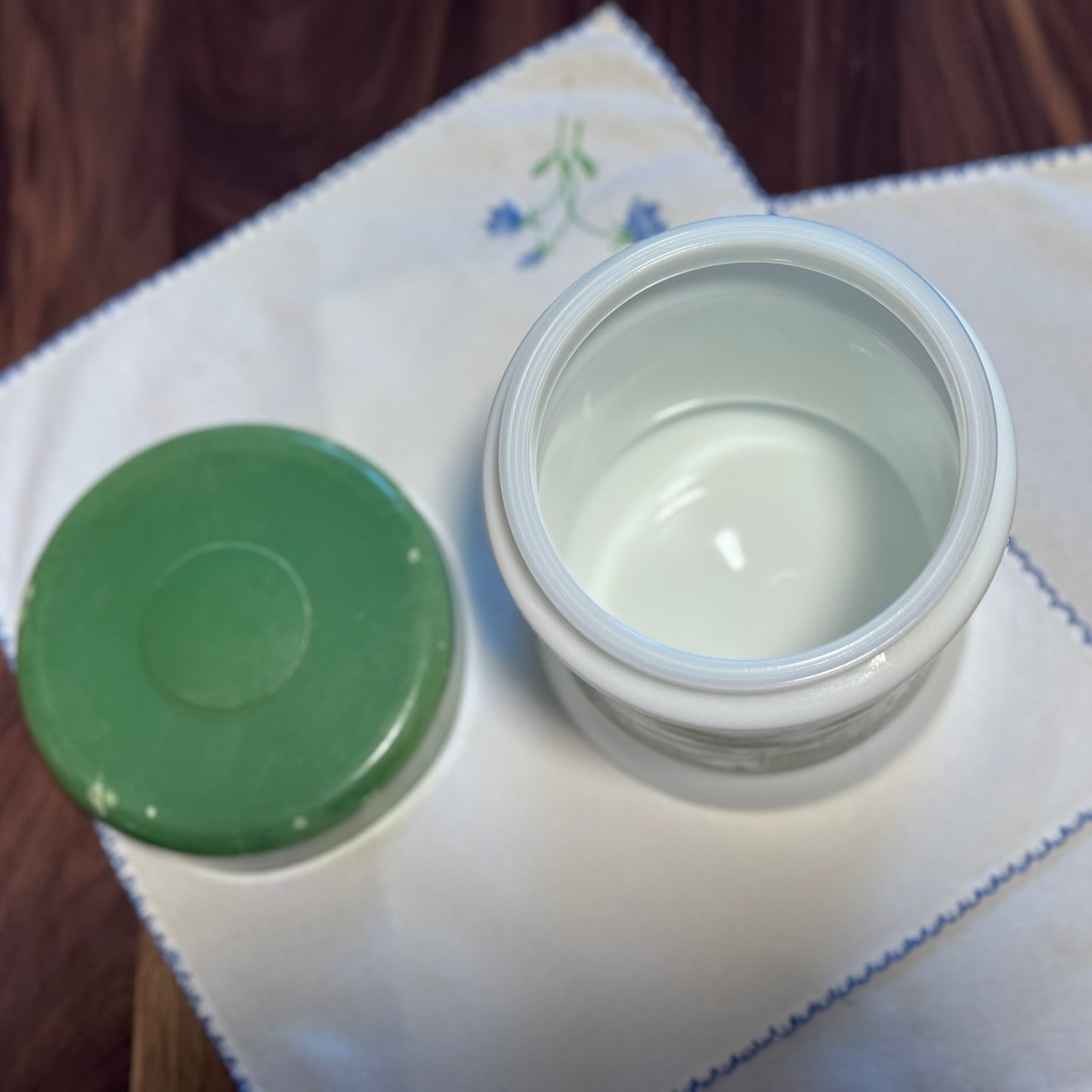 Milk Glass River Boat Canister/Jar