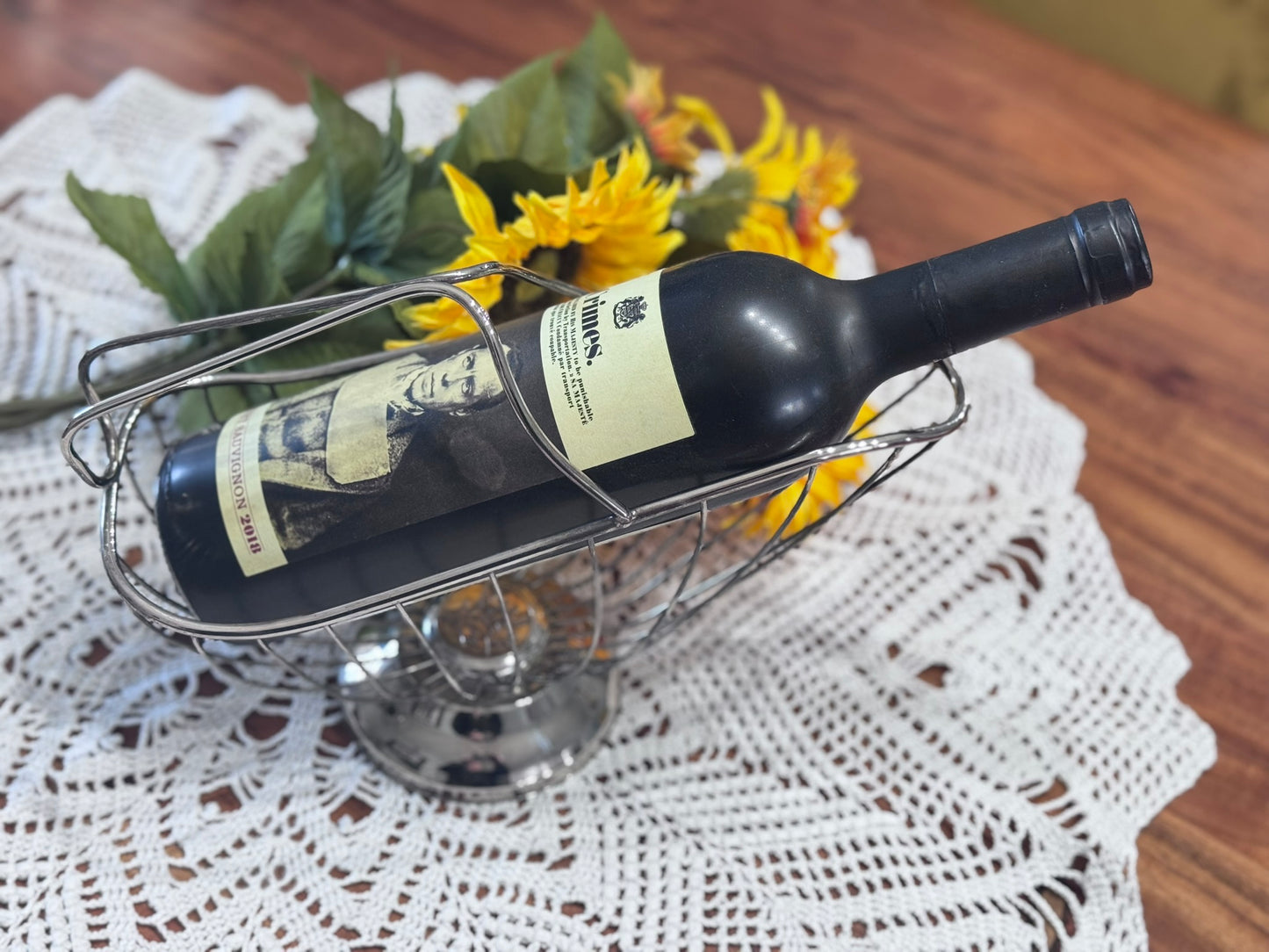 EP Brass Silver Plated Wine Bottle Basket