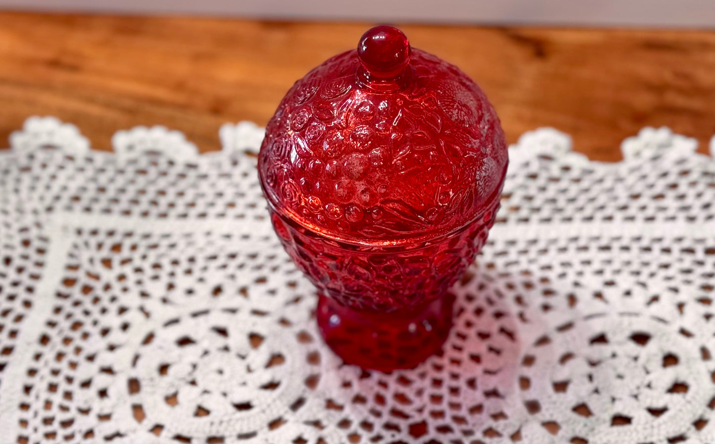 Avon 'Cape Cod' Ruby Red Glass Candy Dish