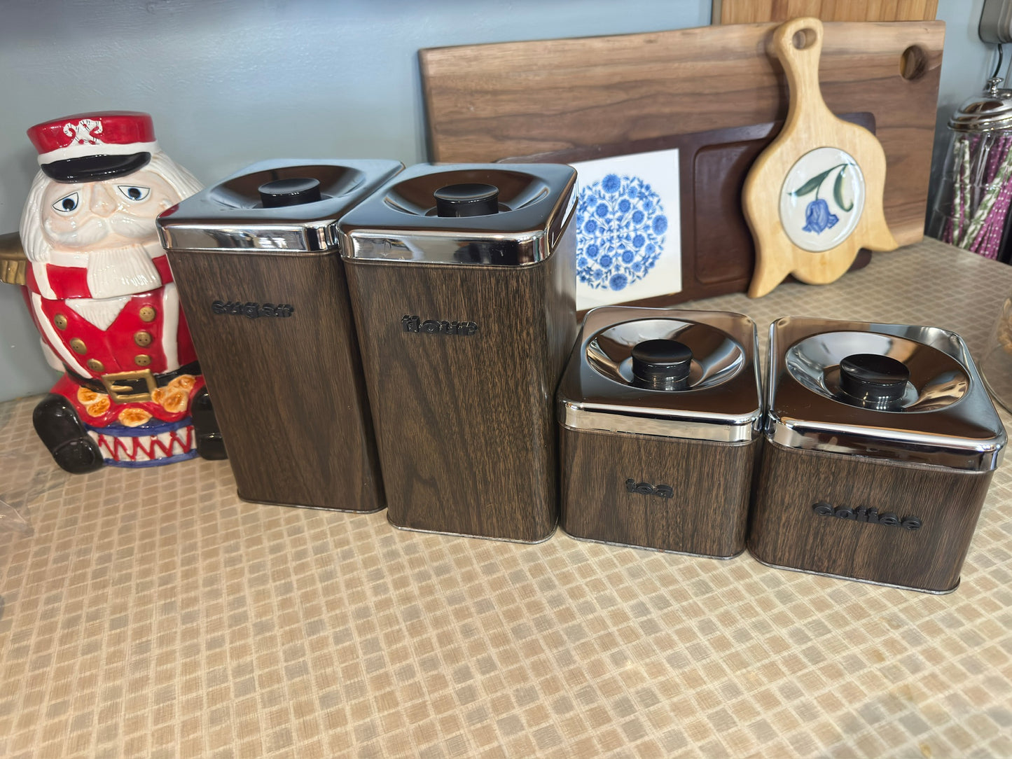 The Queen Line Faux Wood Grain Finish Canister Set