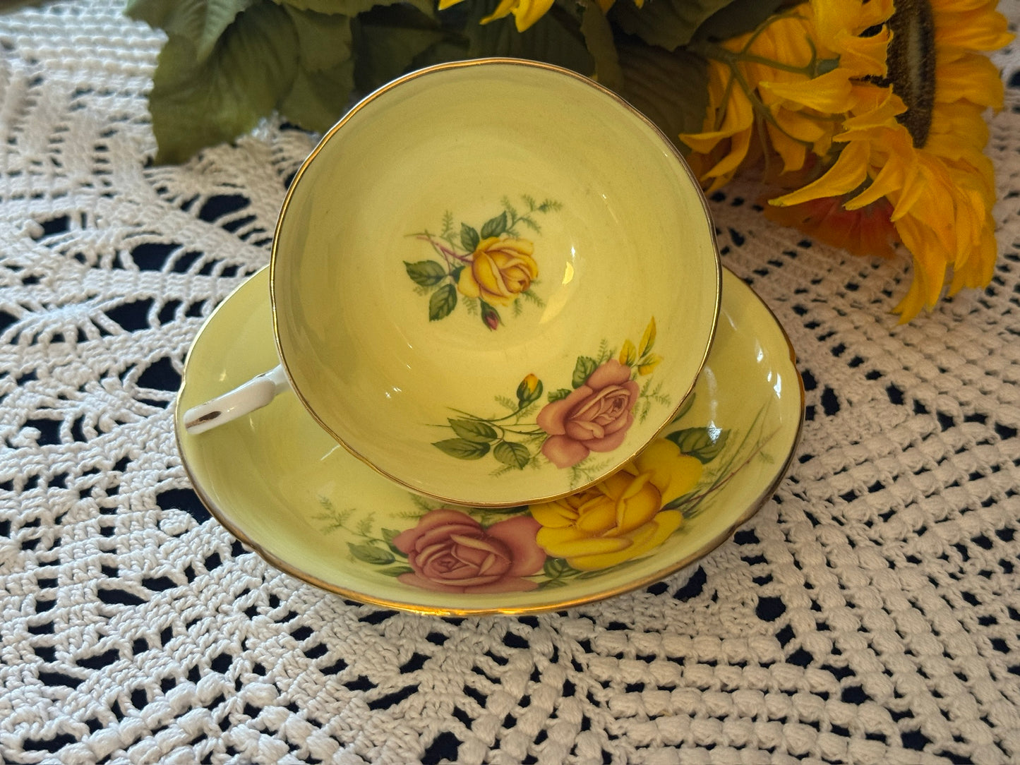 Royal Grafton Yellow Rose Teacup & Saucer