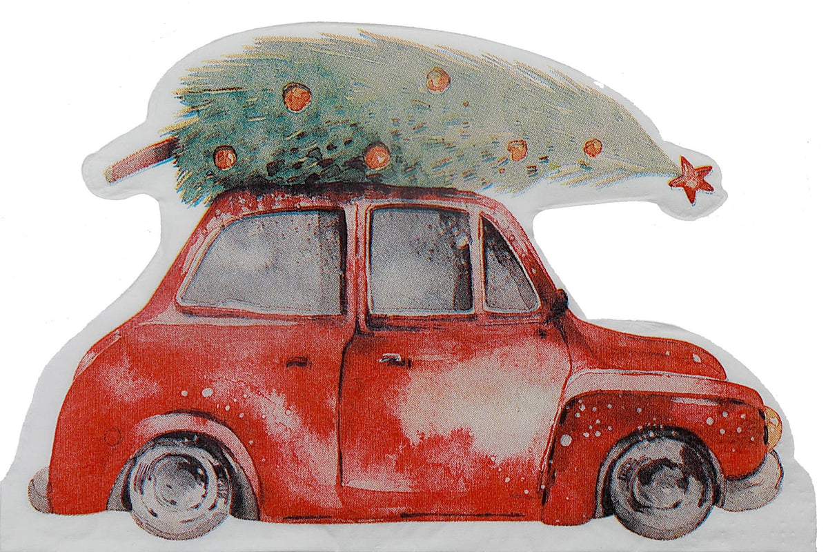 12 PACK 3 PLY SHAPED NAPKIN (TREE ON RED CAR)